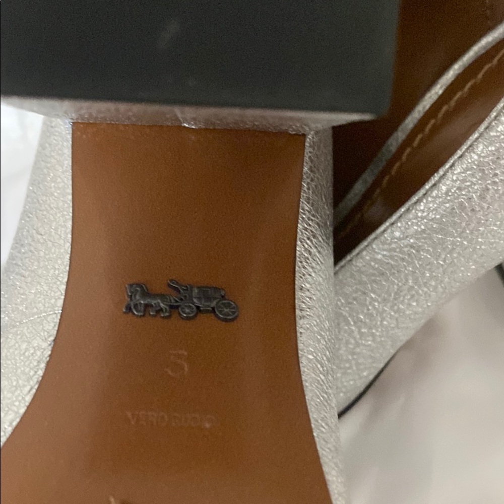 Coach Silver Block Heel Pumps with Square Toe - Picture 3 of 8